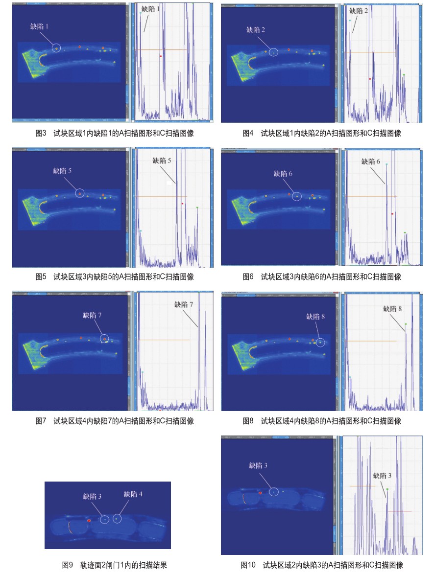每個缺陷對應的A掃描圖形和C掃描圖像結(jié)果 每個缺陷對應的A掃描圖形和C掃描圖像結(jié)果